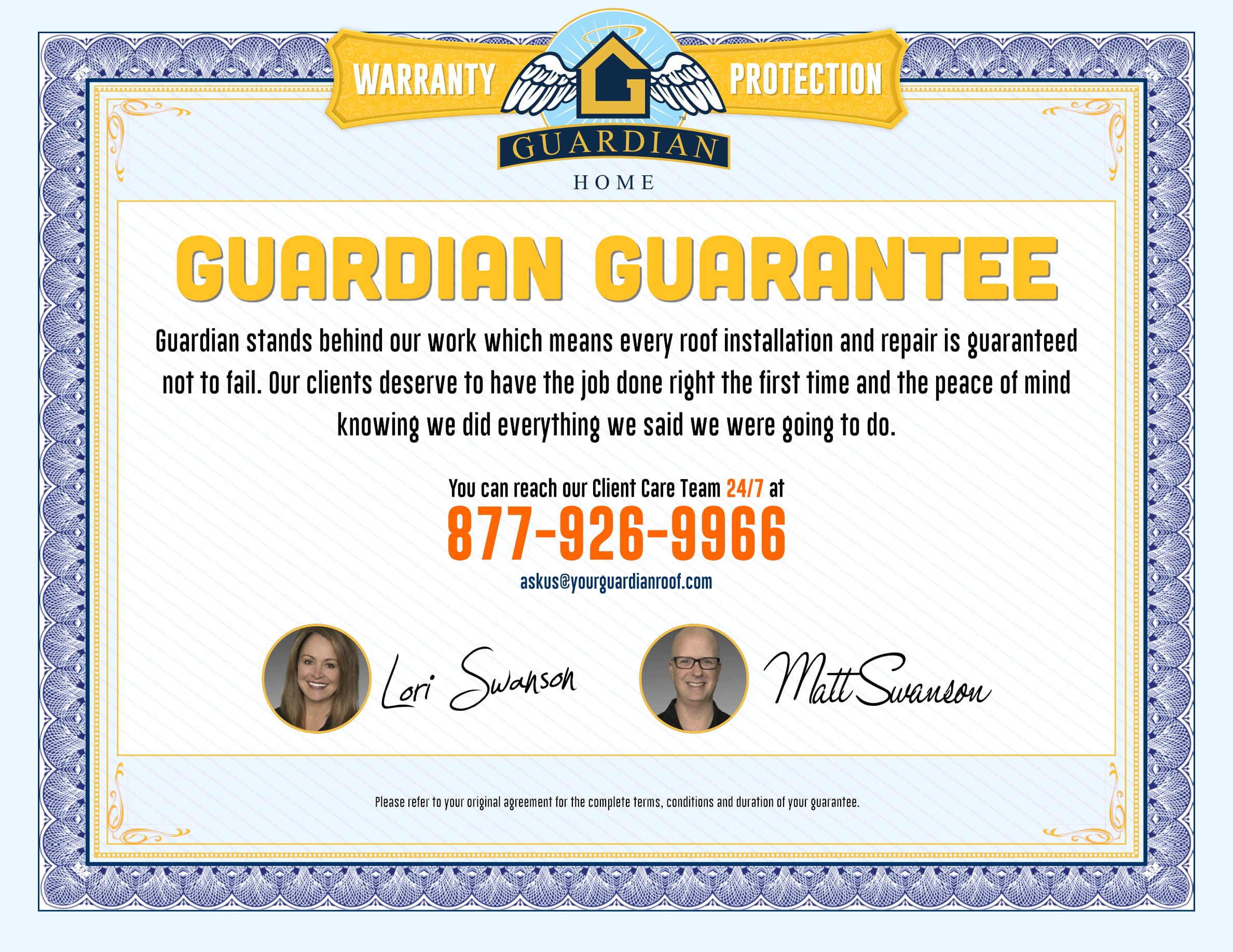 Guardian Guarantee Certificate