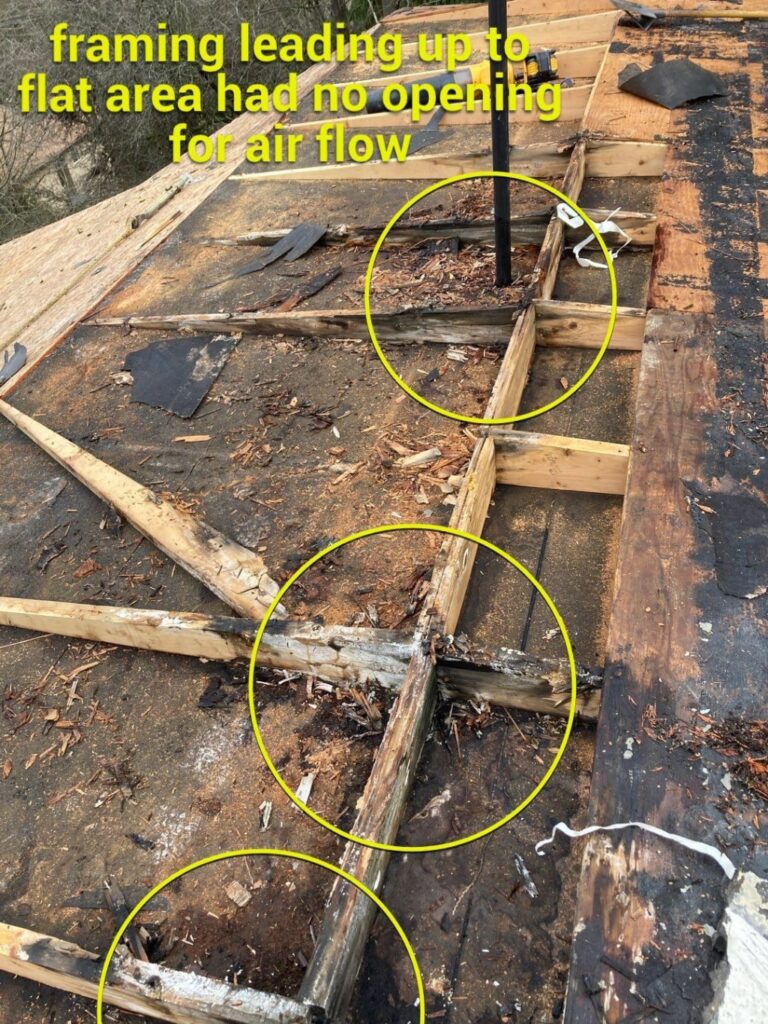 framing-no-air-flow | Guardian Roofing, Gutters & Insulation Framing had no air flow